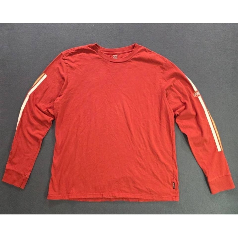 Billabong Premium Long Sleeve Y2K crew Cotton T-Shirt red Light Men's L A008664